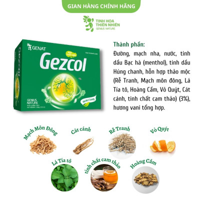 Kẹo thảo mộc Gezcol (hộp 100 viên) - Genat