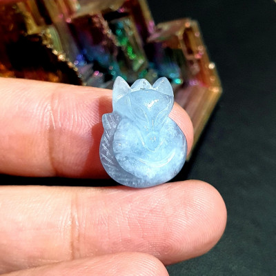 Hồ Ly Chín Đuôi Đá Aquamarine Thiên Nhiên - HLCT0042