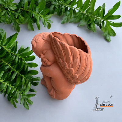 Chậu Gốm Đất Nung Hình Thần Nhỏ Angel 15x8x17cm