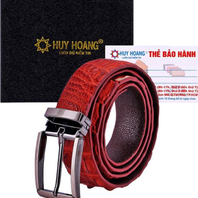 Thắt Lưng Nam Da Cá Sấu Gai Đuôi Đầu Kim Huy Hoàng HT4735 - Nâu Đỏ