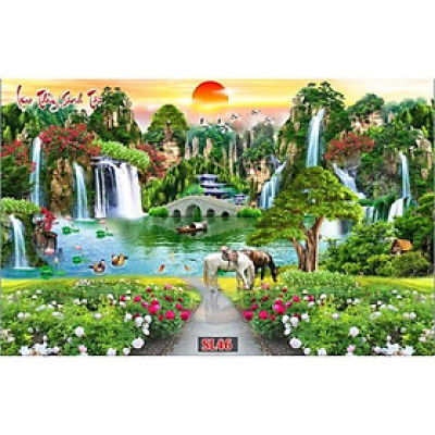 TRANH DÁN TƯỜNG 3D SƠN THUỶ HỮU TÌNH