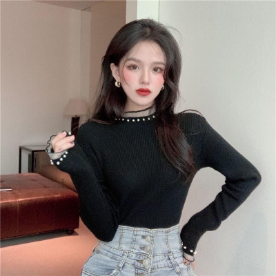 Áo len cao cổ đính ngọc thời trang Hàn Quốc