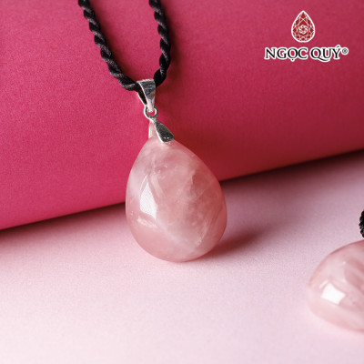 Mặt dây chuyền thạch anh hồng hình giọt nước mệnh hỏa, thổ - Ngọc Quý Gemstones