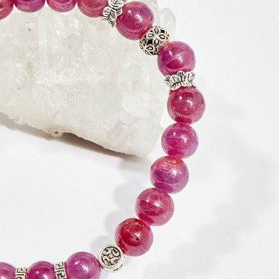 Vòng tay phong thủy nữ đá ruby charm ánh nguyệt 7mm mệnh hỏa , thổ - Ngọc Quý Gemstones