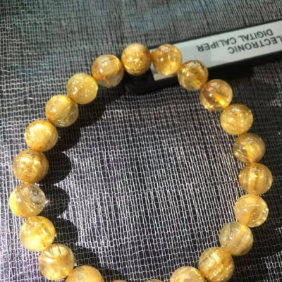 VÒNG THẠCH ANH TÓC VÀNG ĐỒNG TRỤC VIP 8LY5 NỮ MỆNH KIM THỔ THỦY