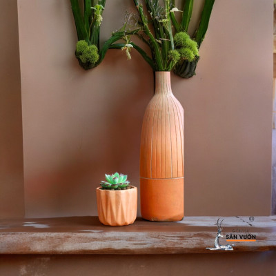 Combo 10 Chậu Cây Gốm Đất Nung (terracotta) hình Trứng Kim Cương D8xH8cm