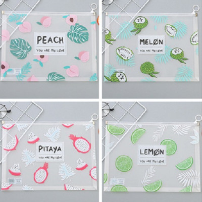 Bộ 3 túi zip đựng file đựng bút nhựa mềm họa tiết dễ thương