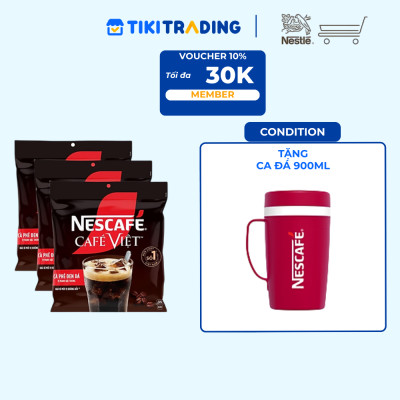 [Tặng Ca đá 900ML] Combo 3 Bịch Cà phê Hòa tan NESCAFÉ CAFÉ VIỆT 35 gói Vị Mạnh đặc trưng