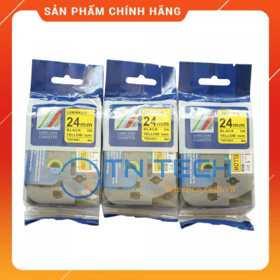 Nhãn In Tz2-651 - Đen nền vàng 24mm x 8m - Dùng cho máy in BROTHER - AIMO - PUTY [Hàng Nhập Khẩu]