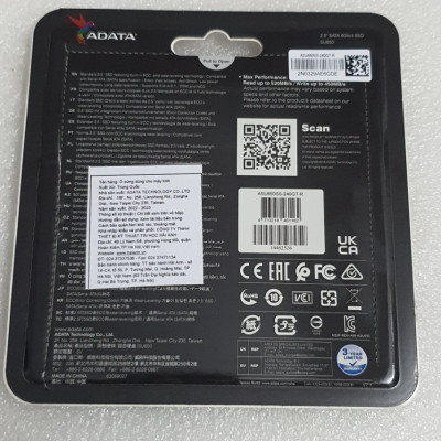 Ổ cứng laptop dung lượng 240GB 2.5inch Adata SU650 - hàng chính hãng