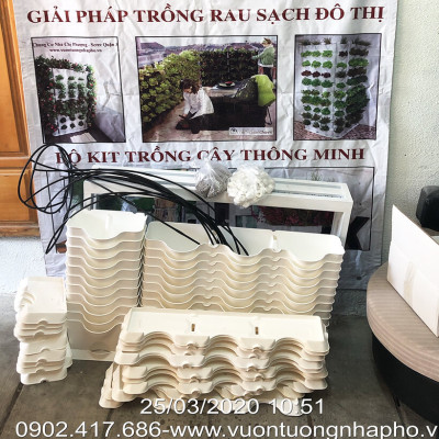 Khung Vườn Đứng Cây Ban Công (Bộ 8 tầng Module Vertical + 1 Tray nước nhập khẩu Bồ Đào Nha (không kèm tưới) dùng trồng cây xanh treo tường dạng đứng