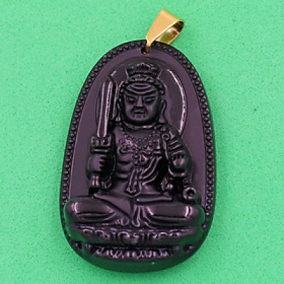 Mặt Phật Bất Động Minh Vương thạch anh đen 3.6cm - phật bản mệnh tuổi Dậu