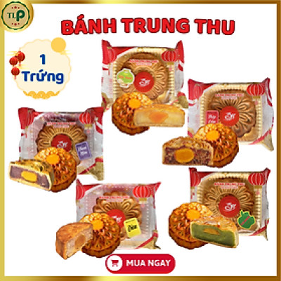 Bánh Trung Thu 1 Trứng Muối Đặc Biệt TLP Loại 150g/ 170g/ 250g | 5 Loại Nhân Truyền Thống (Thập Cẩm, Đậu Xạnh, Khoai Môn, Dừa, Trà Xanh)