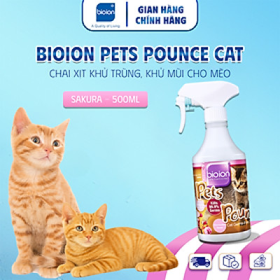 Chai Xịt Khử Mùi Sạch Khuẩn Cho Mèo Bioion Pets Pounce for Cat 500ml - Hương Sakura