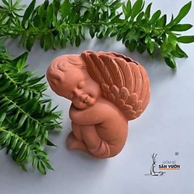 Chậu Gốm Đất Nung Hình Thần Nhỏ Angel 15x8x17cm