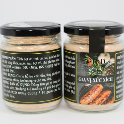 Gia Vị Xúc Xích hũ 200g chính hãng R2D thành phần hữu cơ dùng làm nguyên liệu chế biến xúc xích ngon đúng chất