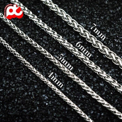 Dây chuyền nam đẹp titan rẻ titan thép không gỉ kiểu bông dừa trangsucpt kích cỡ 5mm trắng PTDCNA172