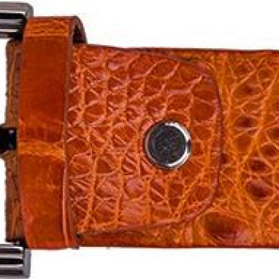 Thắt lưng nam da cá sấu Huy Hoàng nguyên con bản lớn màu vàng HT4236