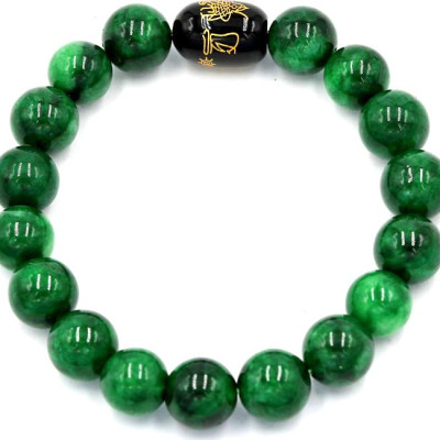 Vòng tay chuỗi hạt cẩm thạch đông ninh 10 ly Thái tuế phù DTTD25