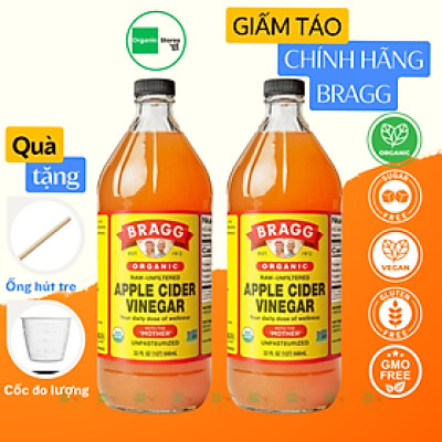 Combo giấm táo BRAGG Hữu cơ Nhập khẩu USA chai 946ml