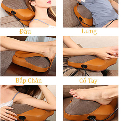 Gối Massage thư giãn hồng ngoại 6 bi  loại mới 