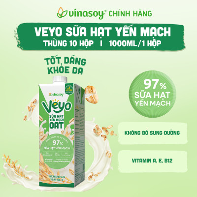 Thùng Veyo sữa hạt yến mạch (10 hộp x 1 Lít)