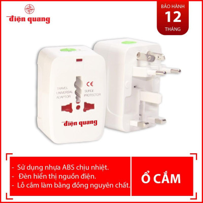 Combo 2 Ổ cắm du lịch Điện Quang ĐQ ESK TV01 (Màu trắng)
