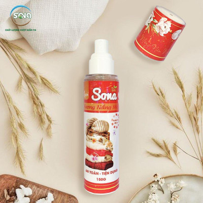 Xả vải khô, xịt thơm quần áo SONA chai 150ml - Khử mùi hôi, làm mềm vải lưu hương suốt 48h