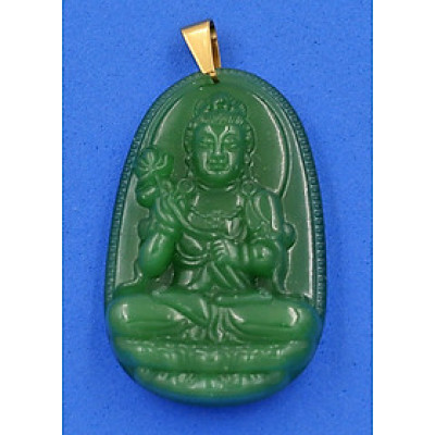 Mặt dây chuyền Đại Thế Chí Bồ Tát thạch anh xanh 5cm MTXN4 - phật bản mệnh tuổi Ngọ - Mặt size lớn