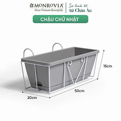 Chậu nhựa trồng cây chữ nhật, trang trí ban công Monrovia, chậu trồng rau, khay trồng rau, trồng hoa