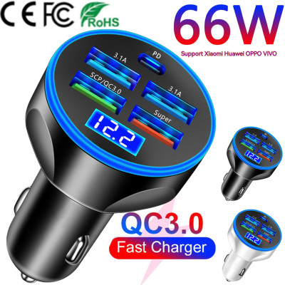 TẩuSạc Nhanh 4 USB Cho Ô Tô Xe Máy – QC3.0 + PD, 150W, Tự Điều Chỉnh Dòng Thông Minh ĐÈN ỐP TRẦN