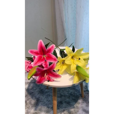 Cành hoa ly giả - 1 cành 4 bông - dài 95cm - Cây giả, hoa lụa Decor trang trí nhà cửa