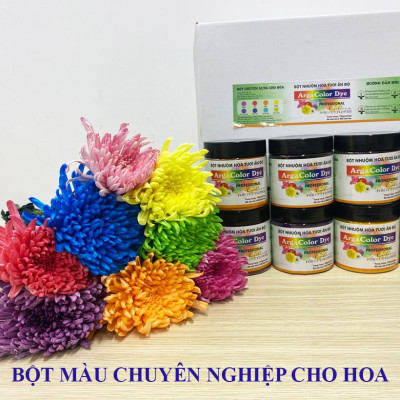 Thuốc Bột Nhuộm Hoa Tươi  màu thực phẩm Ấn Độ (Combo 3 hộp tùy màu) giúp đổi màu hoa cắt cành (1 hủ pha 12L nước màu)