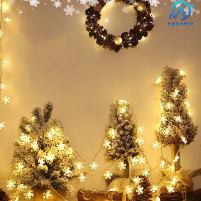 Dây Đèn LED Hoa Tuyết Trang Trí 3m 16 Bông Tuyết Cắm Điện