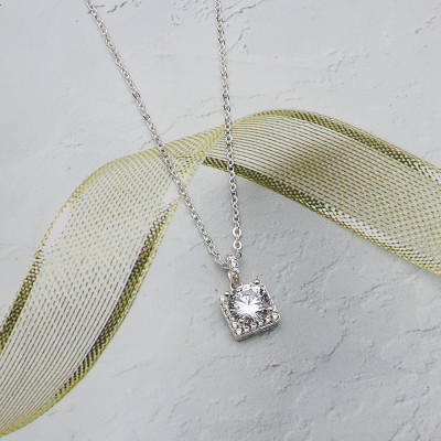 Dây Và Mặt Dây Chuyền Nữ Bạc Hiểu Minh DMD416 Đá Vuông