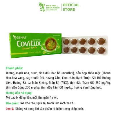 [Quà tặng] Kẹo thảo mộc Covitux (hộp 10 viên) - Genat - Dropship