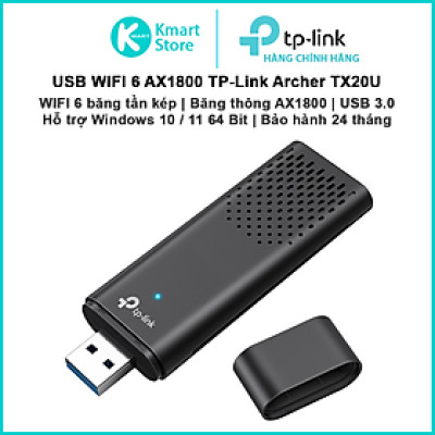 USB WIFI 6 AX1800 TP-Link Archer TX20U | Băng thông AX1800 băng tần kép | Kết nối USB 3.0 | Dễ cài đặt | Bảo hành 2 năm | Hàng Chính Hãng
