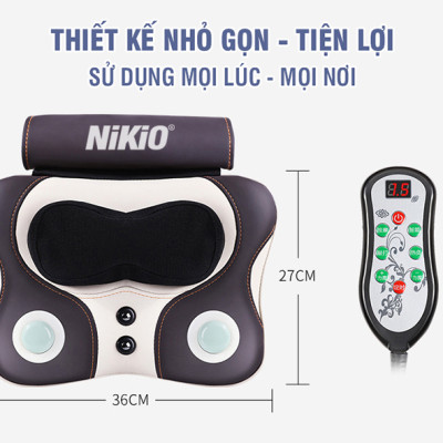 Máy (Gối) Massage Đấm Bóp Cổ Vai Gáy Nikio NK-136AC/DC - Con Lăn 3D Xoa Bóp Chuyên Sâu Kết Hợp Hồng Ngoại Trị Liệu Đau Mỏi Cổ, Hỗ Trợ Mát Xa Lưng