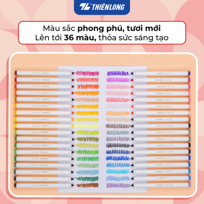 Bút lông màu Fiber Pen 36 màu Thiên Long Colokit rửa được tiêu chuẩn Châu Âu an toàn sử dụng tô màu, vẽ tranh SWM-C006