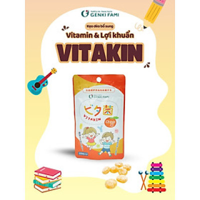 Kẹo Dẻo Vị Cam Bổ Sung Vitamin và Lợi Khuẩn Genki Fami Nhật Bản Gói 28 Cái