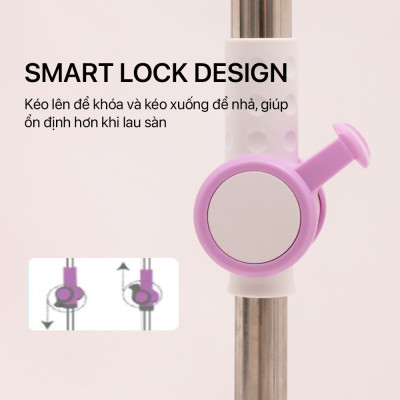 Combo 3 Bông Lau + 1 Cây Lau Nhà Đơn MyJae Sợi Microfiber Xoay 360 Độ Phù Hợp Cho Nhiều Loại Thùng Lau 134cm