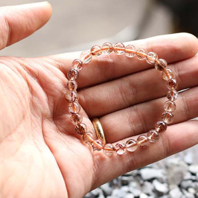 Vòng Thạch Anh Tóc Nâu Đỏ Myanmar 7mm Ngọc Quý Gemstones VT118