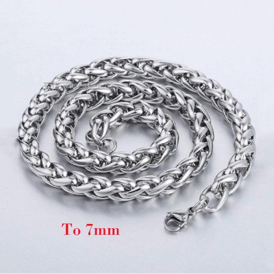 Dây chuyền cao cấp đẹp nam titan thép không gỉ bông dừa xoắn trangsucpt kích cỡ 3mm trắng PTDCNA16