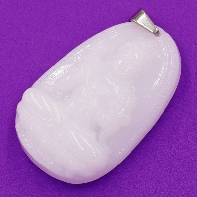 [Tuổi Ngọ] Mặt Dây Chuyền Phật Đại Thế Chí Bồ Tát Đá Thạch Anh Trắng Size Nhỏ 3.6cm & Size Lớn 5cm - Tặng Kèm Móc Inox - Phong Thủy 868 - May Mắn - Bình An
