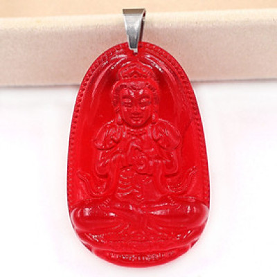 [Tuổi Mùi, Thân] Mặt Dây Chuyền Phật Đại Nhật Như Lai Đá Pha Lê Đỏ Size Nhỏ 3.6cm & Size Lớn 5cm - Tặng Kèm Móc Inox - Phong Thủy 868 - May Mắn - Bình An