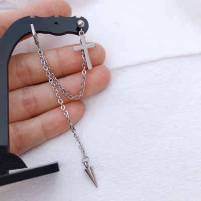 Bông tai unisex mặt dây chuyền thánh giá xỏ lỗ sụn trên cực cool