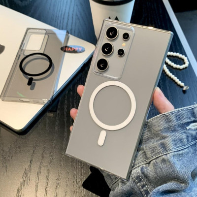 Ốp Lưng Từ Tính Cho Samsung Galaxy S24 Ultra / S25 Plus / S24 Plus / S23 Ultra Nhựa Cứng Trong Suốt Siêu Mỏng