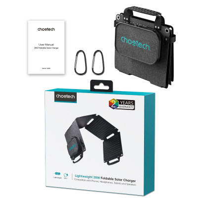 Bộ sạc năng lượng mặt trời di động Choetech SC005-V5 công suất 28W có thể gấp gọn (Hàng chính hãng)