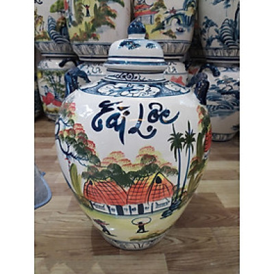 Chum đựng rượu vẽ phong cảnh Bát Tràng loại 30L