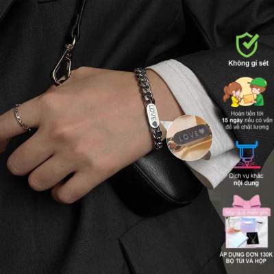 【Khắc tên ghi chú】Vòng tay, Vòng cổ nam nữ Cuba thép titan Khắ tuỳ chỉnh Lắc tay Dây chuyền